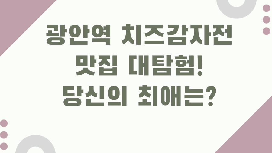 광안역 치즈감자전 맛집 대탐험! 당신의 최애는?