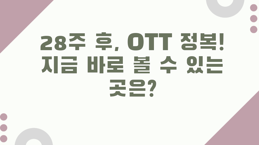 28주 후, OTT 정복! 지금 바로 볼 수 있는 곳은?